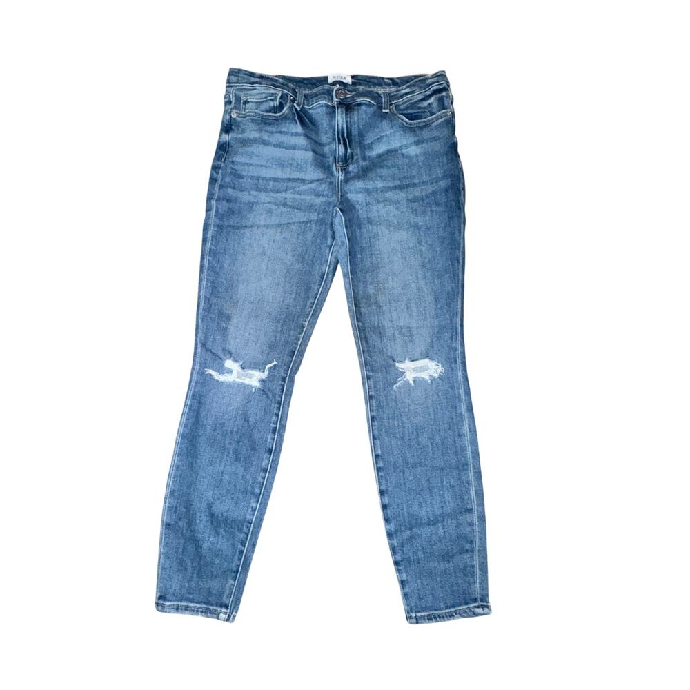 Pistola Audrey Mid Rise Skinny Jeans Women's Size 32 Blue Oceancide Distressed